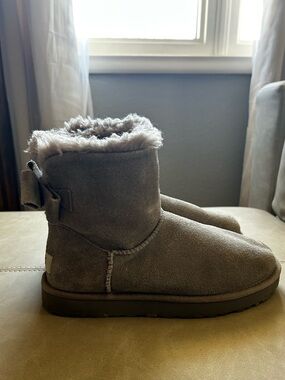UGG Mini Bailey Bow II Boot in Charcoal Gray